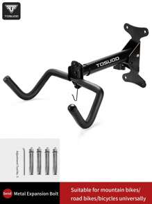 Soporte de pared para bicicleta TOSUOD de uso intensivo - Ganchos ajustables de varios ángulos para bicicletas de montaña/carretera, construcción de fibra de carbono y acero, almacenamiento de bicicletas para interiores/exteriores para garaje, apartamento, hogar