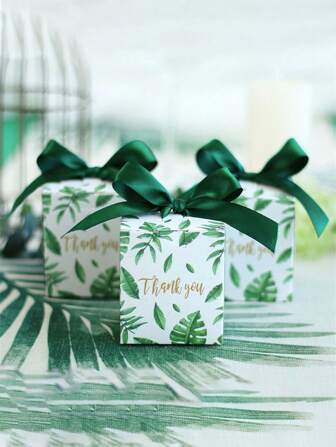 10/20/50/100 piezas, Cajas de regalo con hojas de palma para dulces para regalos de boda, suministros de fiesta de cumpleaños, cajas de embalaje, recuerdos de fiesta, decoración de cumpleaños, decoración de boda, suministros de fiesta