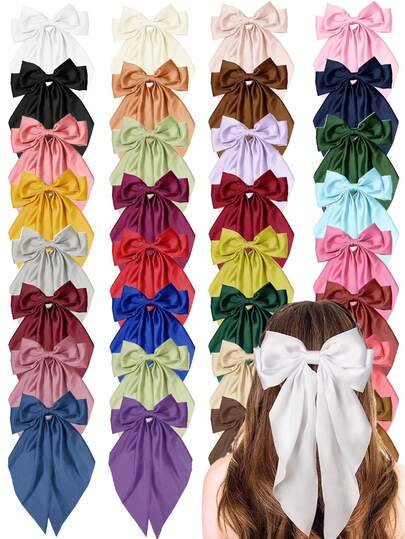 10 Pcs Random Colors Women's Bow Hair Clips, Black Bow White Bow Pink Bow Hair Clips, Women's Ribbon Bow Hair Clips Satin Bow Binder Clips Bow Party Hair Accessories, Claw Clips, Hair Claws, Hair Slide, Hair Barrettes, Clips For Hair, Valentines Accessories, Head Accessories, Hairpin