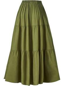 Women's Summer Long Flowy Renaissance Skirt With Pockets - Boho High Waist A-Line Maxi Skirt,Vacation Outfits Women,Valentine Outfits For Women,Street Photography - 橄欖綠 - 查看 2