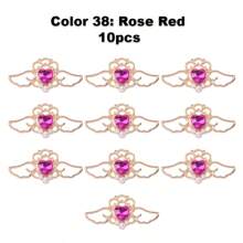 10pcs Mixed Color Baroque Style Alloy Vintage Hollow Out Heart & Wing Shaped Faux Pearl Pendant, Diy Jewelry Making Supplies, For Bracelets, Necklaces, Earrings, Hair Accessories, Wedding Dress, Shoes, Clothes, Collars, Curtains Decoration. 41*20mm Valentines