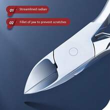1pc Classic Style Stainless Steel Nail Clippers - Professional Thick & Ingrown Toenail Cutters For Men & Seniors, Pedicure Clippers With Super Sharp Curved Blade, Unscented Grooming Tool For Fingernails - Silver - View 7