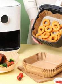 9 Inch Air Fryer Paper Liners50PCS Parchmt Paper Air Fryer Disposable Paper Liners For Microwave Stick Sheets Square  Of BleachBottom Size 8 Inch