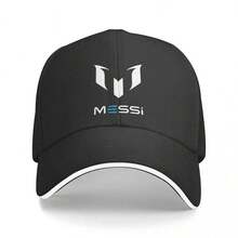 Messi-Inspired Baseball Cap - Adjustable, Unisex Dad Hat With Soccer Ball Logo, Black With White Trim, Hand Washable, Ideal For Travel & Sports Fans, Travel Headwear|Adjustable Cap|Durable Headgear - màu đen - Xem 1