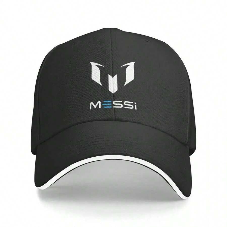 Messi-Inspired Baseball Cap - Adjustable, Unisex Dad Hat With Soccer Ball Logo, Black With White Trim, Hand Washable, Ideal For Travel & Sports Fans, Travel Headwear|Adjustable Cap|Durable Headgear - màu đen - Xem 1