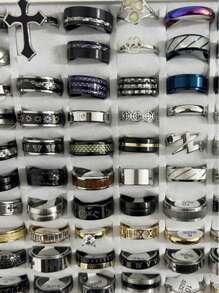 6/12/24 件尺寸 6-11 随机不锈钢 18K 镀金优质拼接甜美酷色碰撞戒指套装适合女士日常佩戴