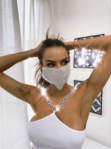 Maska na twarz z siateczki z ozdobnymi kryształkami, oddychająca, odpowiednia do klubu nocnego, na występy, na wiosnę/lato, na karnawał, bal maskowy