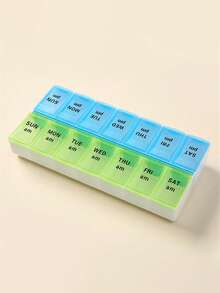 1 Stück 14-Fach Pillenbox, tragbare wöchentliche Pillenbox mit großer Kapazität, 14 Fächer Medikamentenaufbewahrungsbehälter, geeignet für den Schulstart - Verschiedenfarbig - Übersicht 16