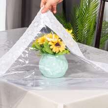 1 件透明矩形塑料桌布，带蕾丝边，防水、防油，乙烯基桌布，用于野餐或节日派对保护，防污防尘，适合矩形餐桌 - 白色蕾絲邊透明 - 查看 6