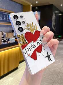 1pc Vintage Heart Transparent Soft TPU Phone Case, Anti-Fall Anti-Scratch Anti-Fingerprint, Precise Camera Cutout, Compatible With Samsung, Nothing, Pixel, INFINIX, Redmi - Clear - View 2