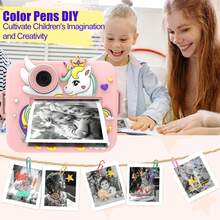 1Pc Instant Print Camera For Kids, A Toy Camera With Dual 1080P HD Lenses, A High-Capacity Battery, Two Printing Modes With Three Levels Of Print Density, 8X Zoom, Perfect For Children Aged 6-12,12+ Making It An Ideal Gift For Kids
