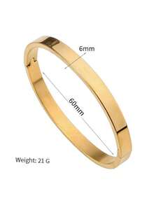 1pc Stainless Steel Polished Fashionable Versatile Mirror Finish Bracelet For Women, Suitable For Daily Wear