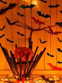 Bat Decorations - 3D Bat Wall Stickers, 4 Sizes, Reusable For DIY, Bathroom, Bar, Office, Indoor, Halloween Party Supplies, Home Decor Fall Autumn,Christmas - Multicolor - View 5