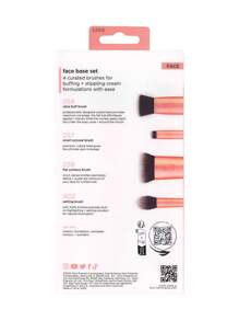 Real Techniques 4 Pieces Face Base Makeup Brush Set, For Concealer, Foundation, Setting Powder, Makeup Brushes For Blending & Buffing, & Sculpting, Travel Friendly, Gift Set