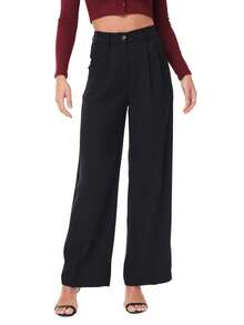 Women's Petite/Regular/Tall 3 Lengths Wide-Leg Dress Pants Flowing Stylish And Casual Loose Palazzo Lounge Classic Stylish Slacks Stretchy High Waist Trousers - 黑色 - 查看 10