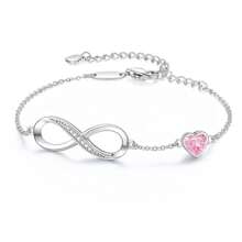 1pc S925 Sterling Silver Infinity Love Symbol Women Bracelet Embellished With High Carbon Rhinestones Heart Shaped Blue & Red Stones, Gift For Valentine's Day - Star - View 16