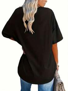 2-Piece Set Women's Plain Oversized T-Shirts 100% Cotton Premium Knit Shirt Basic Casual Blouse - 淺粉色 - 查看 3