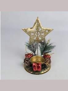 Weihnachts-Neuheit Goldener Metall Hirsch, Schneeflocke, Stern Kerzenhalter, Glas Wand & Gewichteter Fuß, Einzel-/Doppel-Kerzenhalter für Fenster-Display & Tisch-Dekoration