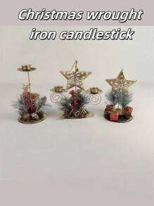 Weihnachts-Neuheit Goldener Metall Hirsch, Schneeflocke, Stern Kerzenhalter, Glas Wand & Gewichteter Fuß, Einzel-/Doppel-Kerzenhalter für Fenster-Display & Tisch-Dekoration