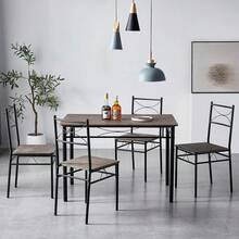 Mcc Direct Dining Table And Chairs Set Metal Wood Effect Table Dining Set 4 Chairs Silvia - Natural - View 1