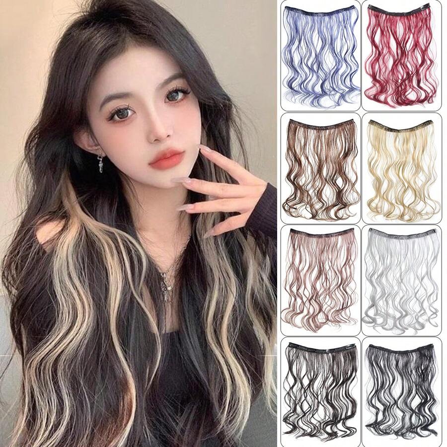 Fashion Color Party Highlights Clip On Wig For Women, Multi Color Multi Card Curly Hair, High Temperature Resistant Synthetic Wig, Suitable For Music Festivals, Carnival Parties, Halloween, Christmas