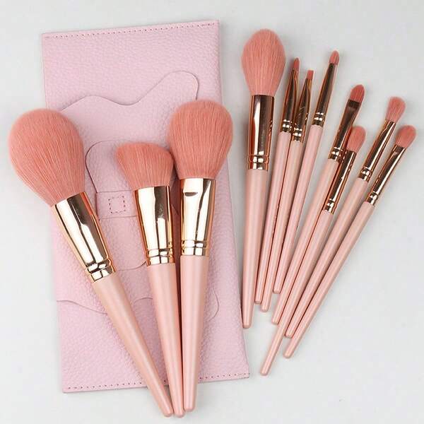 1 件蝴蝶结装饰 PU 化妆刷包，大容量化妆刷收纳袋