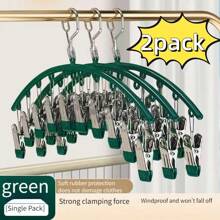 2PCS Black Metal Leggings Hangers With 20 Clips - Space-Saving Closet Organizer For Yoga Pants, Skirts, And More - Durable Carbon Steel Design, No Assembly Required, Perfect For Small Spaces Like Dorms And Bedrooms, Clothes Hangers - 2pack Dark Green - View 11