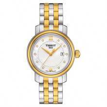 Tissot ساعة كوارتز للسيدات، قرص أبيض مرصع بالراين ستون، عقارب ذهبية، أنيقة وراقية، مناسبة للارتداء اليومي، هدية مناسبة للأصدقاء أو العائلة، مناسبة للهدايا في المناسبات الخاصة، T097.010.22.116.00