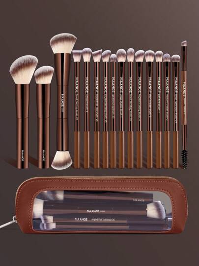 MAANGE 1pc/2pcs/13pcs/16pcs/18pcs Professional Aluminum Tube Makeup Brush Set, Includes Soft Foundation Brush, Concealer Brush, Eyeshadow Brush, Eyebrow Brush, Blending Brush, Highlighter Brush, Suitable For Powder, Liquid, Cream Cosmetics, Ideal For Daily Use And Travel, Great Makeup Accessory Gift For Friends. Set Includes Makeup Brushes, Makeup Brush Set, Complete Makeup Tools, Makeup Brush Kit, Makeup Gift Set, Etc.