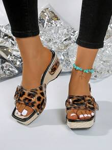 Sandalias de plataforma con suela gruesa para niña, estilo bohemio con cuña impermeable, elegantes, para fiesta, minimalistas, de unicolor, de verano, de punta abierta