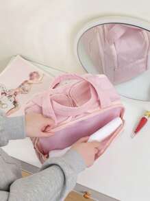 حقيبة منظم مستحضرات التجميل قطعة واحدة، حقيبة أدوات التجميل محمولة باليد، حقيبة سفر متعددة الوظائف، سعة كبيرة، تصميم مقسم، مقاوم للماء، مناسبة لمستحضرات العناية بالبشرة والمكياج والفرش والمستلزمات الصحية، حقيبة سفر للمدرسة والعطلات والعودة إلى المدرسة، حقيبة مكياج وحقيبة سفر للنساء