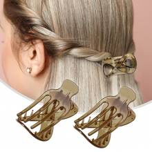 2pcs Plastic Hair Claws, Hair Clips Hair Barrettes For Women - Coffee - View 2