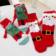 1 Paio/2 Paia di Calze Natalizie Divertenti per Feste e Foto, Calze Magnetiche per Mani, Calze Invernali/Autunnali alla Caviglia, Calze Natalizie a Cartoni Animati, Taglia Unica, Donna