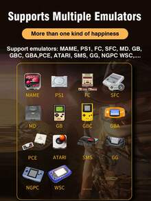 1pc New Multifunctional Game Console, Built-In 14 Emulators And 20,000 Classic Retro Games, 4.5" HD Large Screen, Arcade Joystick, Compatible With GBA/PS1/SFC, Portable Handheld Game Player, Supports Photo/File/Music/Video/E-Book Playback, Features OTG/Stand/Power Bank