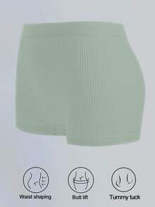 Hochtaillierte atmungsaktive, dehnbare, weiche nahtlose Höschen, minimalistisches Design, Damen gerippte Unterhosen - Essentielle Alltagsunterwäsche - Minzgrün - Übersicht 6