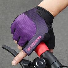 Thin Breathable Shock-Absorbing Fingerless Gloves GV1013,Suitable For Cycling,Riding Motorcycle And Skiing - Purple - View 2