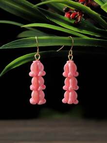 زوج من أقراط الزهور التاج الراتنجية البوهيمية الجديدة، مناسبة للارتداء اليومي وارتداء الشاطئ