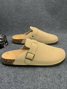 Men's Slip-On Sandals, New Summer Casual Slip-On Slippers, Breathable, Non-Slip, Odor-Resistant, Round Toe, 4 Colors Available, Suitable For Students, Youth, Campus, Casual, Outdoor, Work, Travel, Beach, Fishing, Personalized Street Style, Fashionable And Stylish Slip-On Sandals, Waterproof, Leather, Suitable For Street, Party, Garden, Outdoor, Office, Home - Beige - View 3