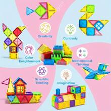 40/65/100pcs Magnetic Building Blocks Toys, Small Size Magnetic Tiles For Stacking And Puzzles, Ideal Birthday Gift For 3+ Years Old, Creative Magnetic Construction Toys - Multicolor - View 6