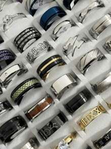 6/12/24 件尺寸 6-11 随机不锈钢 18K 镀金优质拼接甜美酷色碰撞戒指套装适合女士日常佩戴