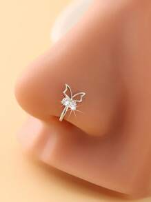 2 piezas Clips de nariz con diseño de mariposa y flor, accesorios de nariz de estilo bohemio minimalista y lindo, anillos de nariz sin perforación, para uso diario y como regalo - Multicolor - Ver 4