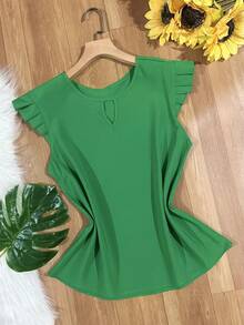 Women's Fashion Crepe Tank Top - Green - View 3