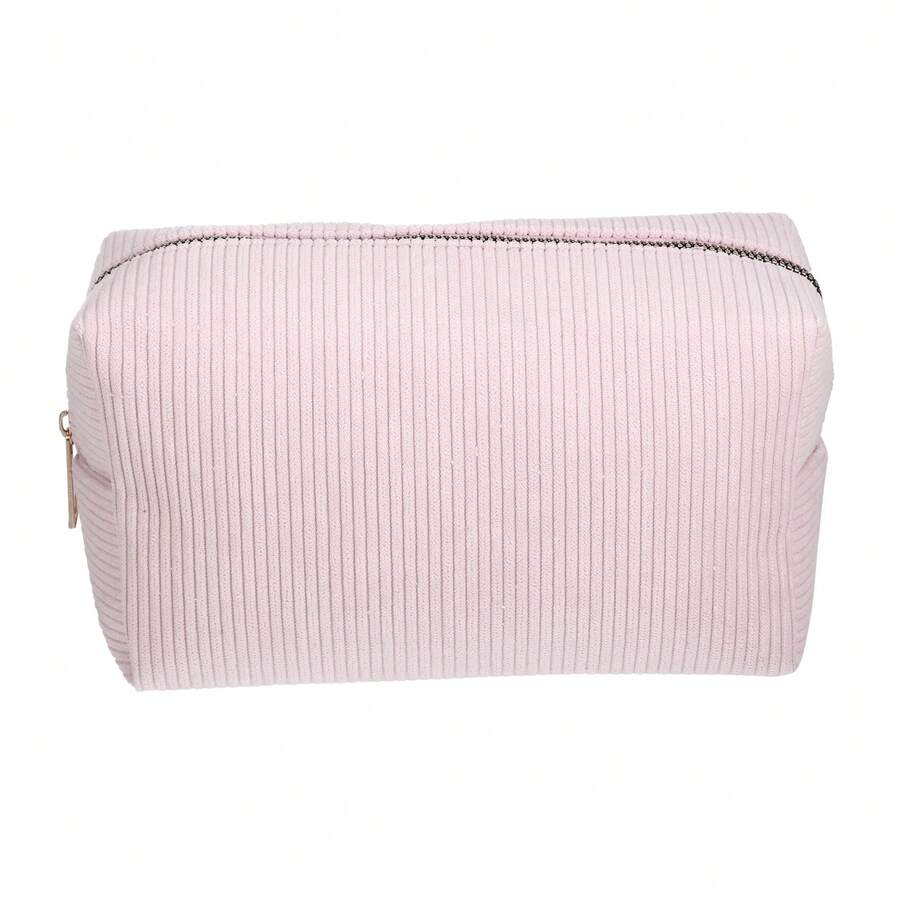 Women Durable Solid Color Cosmetic Bag For Vacation Camping Gym Travel - Pink - View 1