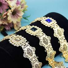1pc Handmade Rope Waist Belt Chain, Gold Arabic Moroccan Robe Metal Waist Belt With Tassel Decor, Suitable For Summer, School Autumn, Autumn, Halloween - A - View 5
