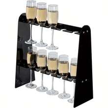 1pc Merry Christmas Elegant Acrylic Champagne Tower Glass Holder, Transparent Display Rack For Party, Wedding, Christmas, Detachable High-End Party Champagne Cup Stand, 2-Tier Champagne Tower Rack For Living Room, Dining Room, Holiday Use