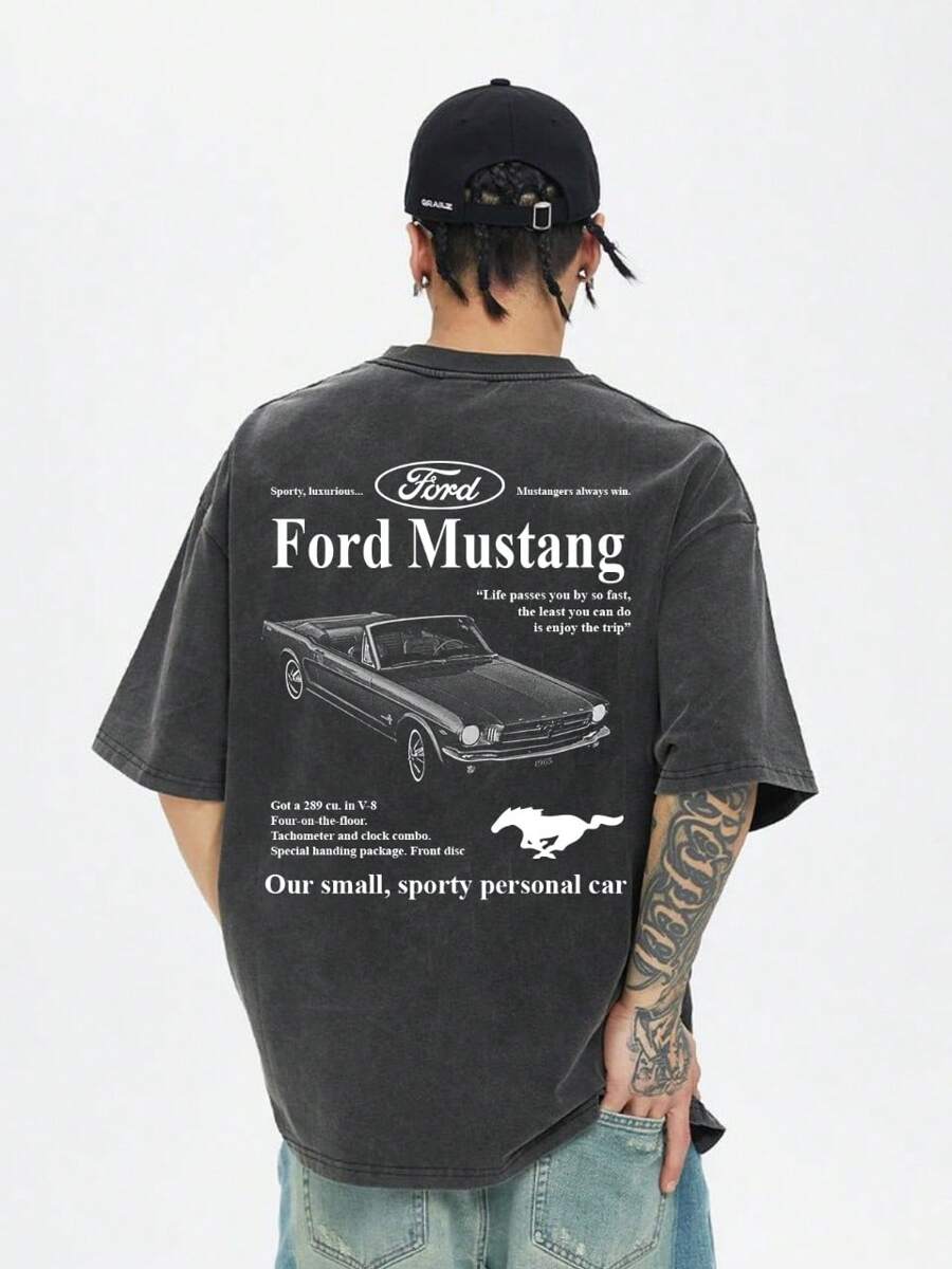 Playera Para Hombre 100% Algodón Cuello Redondo Modelo Carros Deportivos Clásicos, Unisex, Fresca y Cómoda - Gris plomo - Ver 1