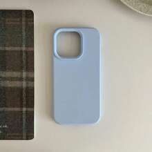 New High-End Simple Solid Color Liquid Silicone Case For Apple 16 Pro Max  13 Full Coverage 14 New 12 Pro Soft 15 Pro Max Shockproof Protective Cover - Light Blue - View 2