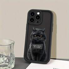 新品のギャップ感のあるモバイルフォンケース、怒りった猫のパターン、iPhone16 15 14 13 12 11 Pro Max Plus 8 7SE2 SE3 XS XRなどのスマートフォンに適しています、衝撃吸収ブラックソフトケース - ブラック - チェックする 6