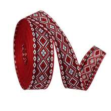 Ruy băng Jacquard đỏ trắng rộng 3,1cm, viền thêu cổ điển dùng để may quần áo, gói quà, trang trí nhà cửa cho đám cưới - Nhiều màu - Xem 5