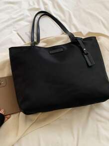 Bolsa de Ombro Feminina de Cor Sólida, Material de Nylon Leve, Moda e Prática